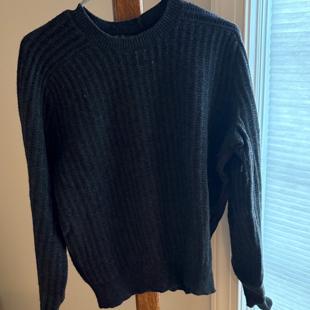 rag & bone Textured Charcoal Crewneck Sweater